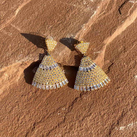 Dazzling Zircon Drop Earrings - Golden