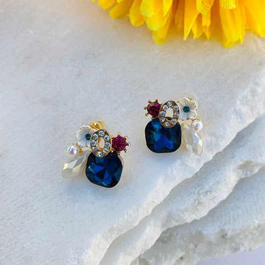 Glamour Stone Earrings - Blue