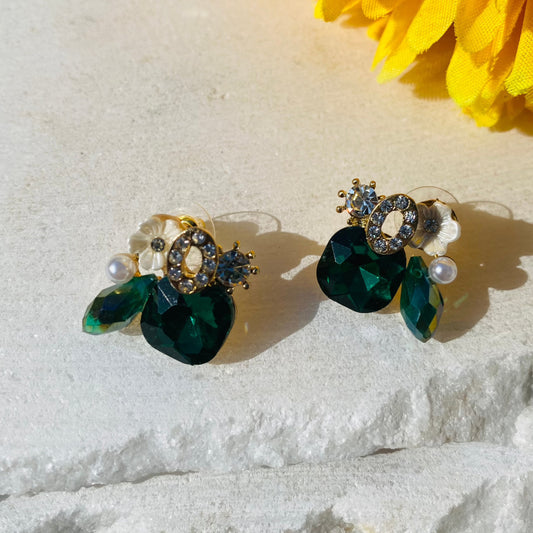 Glamour Stone Earrings - Emerald
